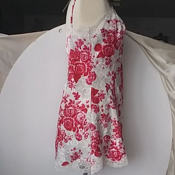 Victorias Secret Vintage Gold Tag Satin Rose Lace Chemise Lingerie Slip … - Picture 3 of 13